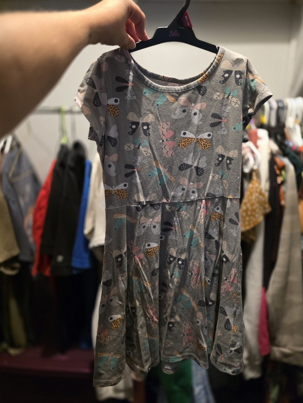Cat & Jack Girls Olive Green Butterfly Dress